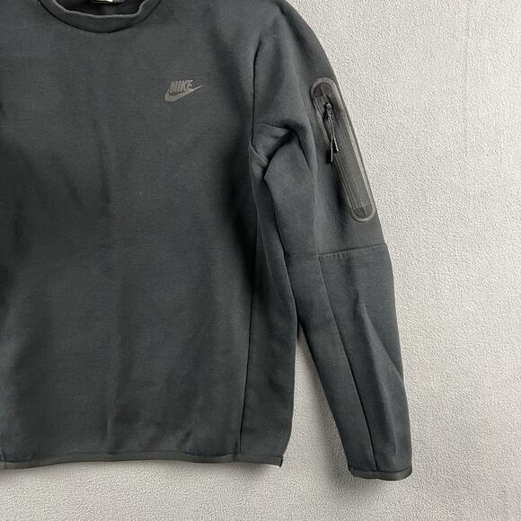 Nike Sweater Mens Small Black Sportswear Tech Fleece Crewneck Sweatshirt - Picture 4 of 10